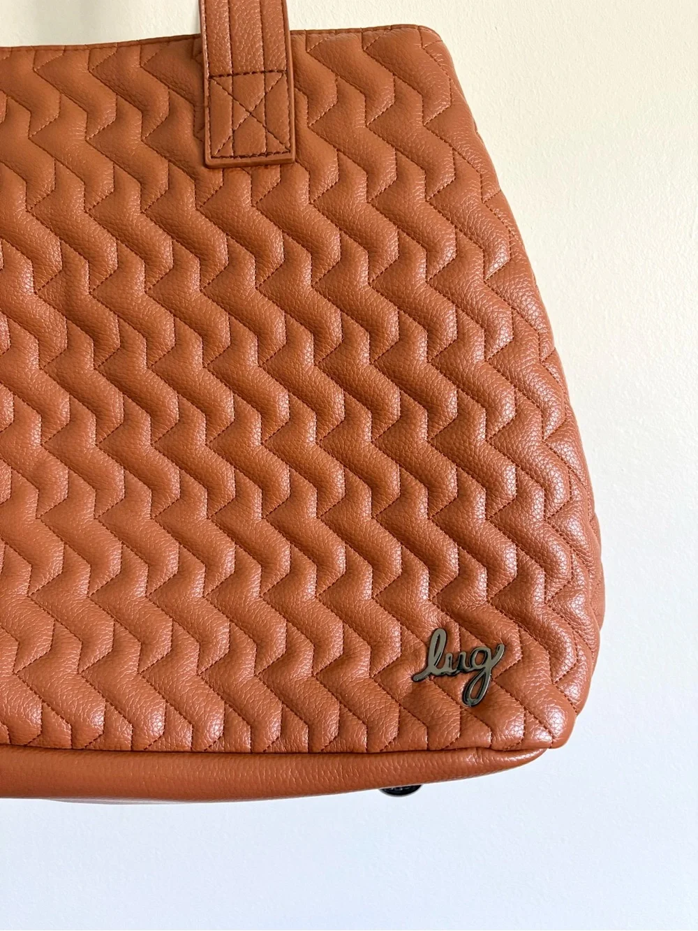 LuG Quilted Leather Tote Bag in Cognac
